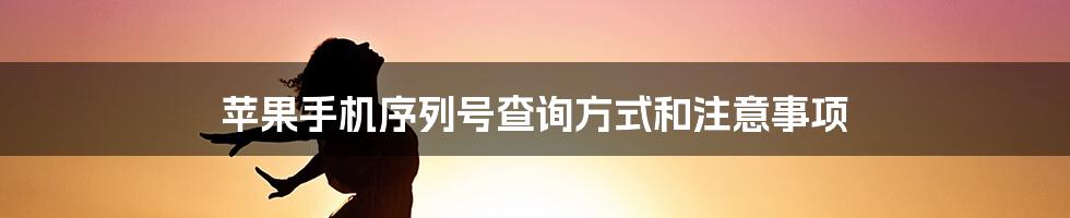 苹果手机序列号查询方式和注意事项