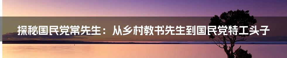 探秘国民党常先生：从乡村教书先生到国民党特工头子