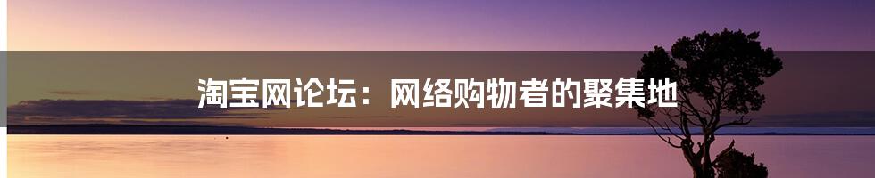 淘宝网论坛：网络购物者的聚集地