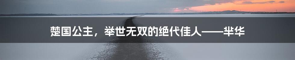 楚国公主，举世无双的绝代佳人——芈华