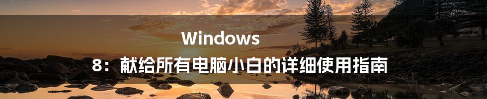 Windows 8：献给所有电脑小白的详细使用指南