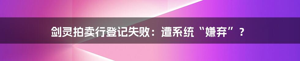 剑灵拍卖行登记失败：遭系统“嫌弃”？