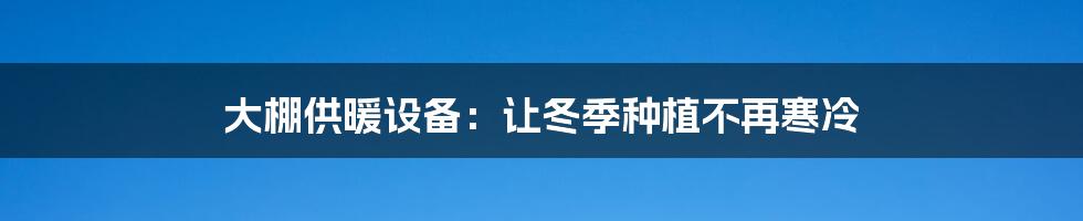 大棚供暖设备：让冬季种植不再寒冷