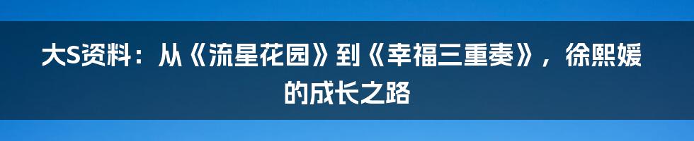 大S资料：从《流星花园》到《幸福三重奏》，徐熙媛的成长之路