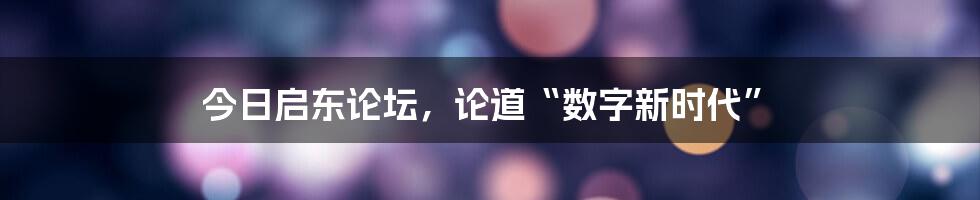 今日启东论坛，论道“数字新时代”