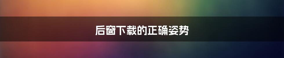 后窗下载的正确姿势