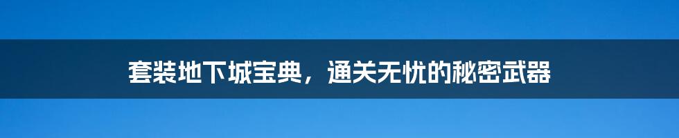 套装地下城宝典，通关无忧的秘密武器