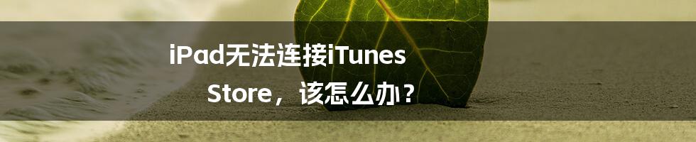 iPad无法连接iTunes Store，该怎么办？