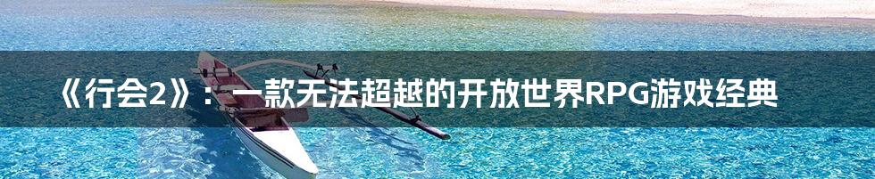 《行会2》：一款无法超越的开放世界RPG游戏经典