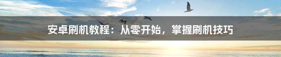 安卓刷机教程：从零开始，掌握刷机技巧