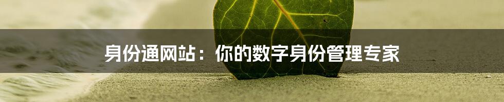 身份通网站：你的数字身份管理专家