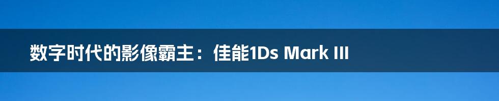 数字时代的影像霸主:佳能1Ds Mark III
