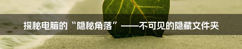 探秘电脑的“隐秘角落”——不可见的隐藏文件夹
