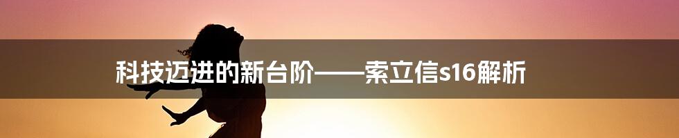 科技迈进的新台阶——索立信s16解析