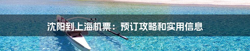 沈阳到上海机票：预订攻略和实用信息