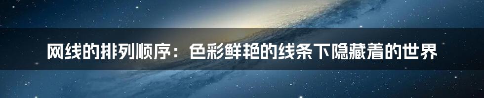 网线的排列顺序：色彩鲜艳的线条下隐藏着的世界