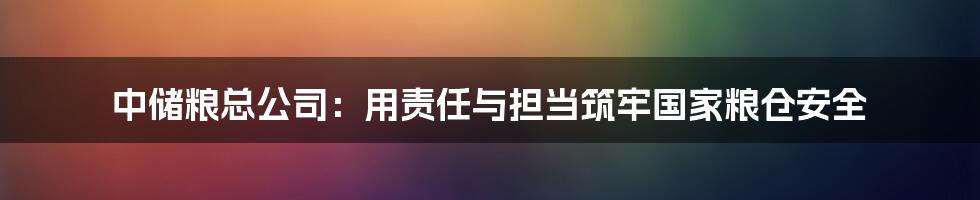 中储粮总公司：用责任与担当筑牢国家粮仓安全