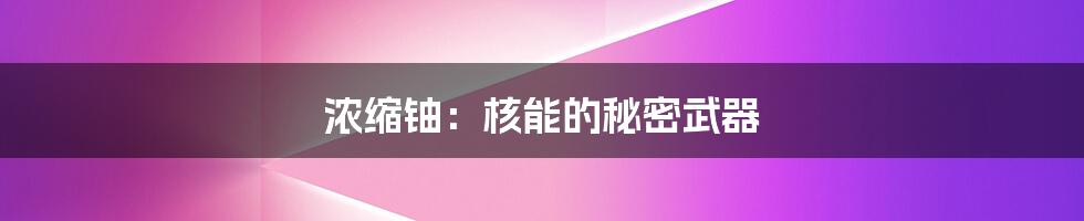 浓缩铀：核能的秘密武器