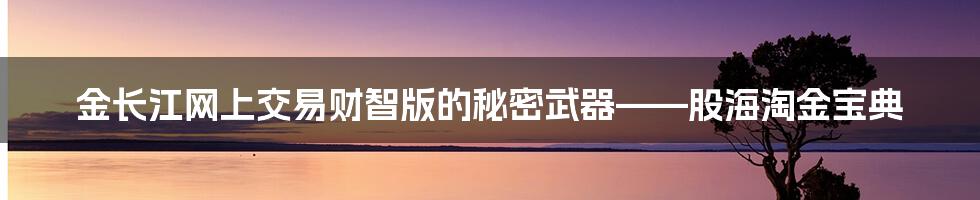 金长江网上交易财智版的秘密武器——股海淘金宝典