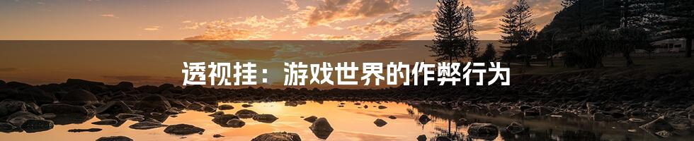 透视挂:游戏世界的作弊行为