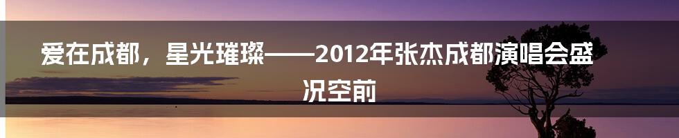 爱在成都，星光璀璨——2012年张杰成都演唱会盛况空前