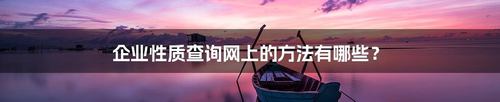 企业性质查询网上的方法有哪些?