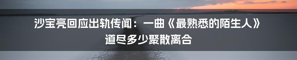 沙宝亮回应出轨传闻：一曲《最熟悉的陌生人》 道尽多少聚散离合