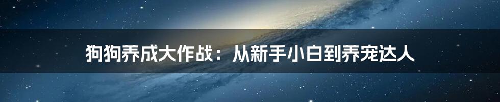 狗狗养成大作战：从新手小白到养宠达人