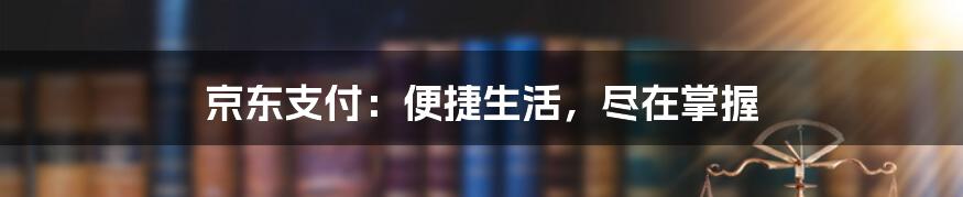 京东支付：便捷生活，尽在掌握