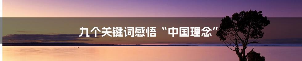 九个关键词感悟“中国理念”