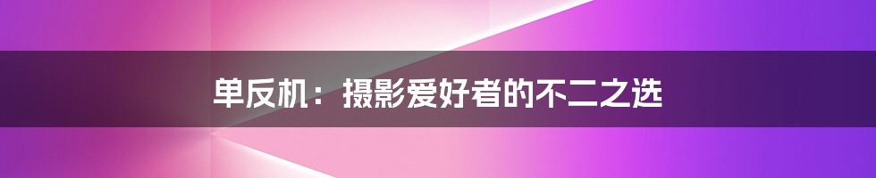 单反机:摄影爱好者的不二之选
