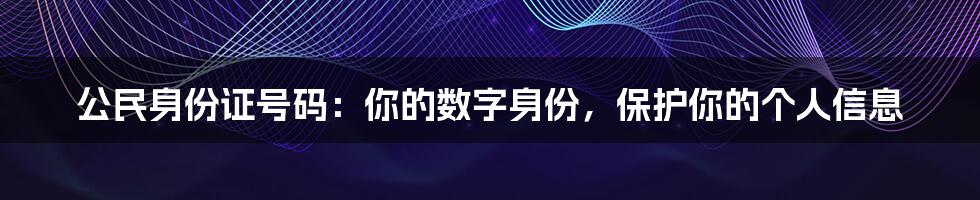 公民身份证号码：你的数字身份，保护你的个人信息