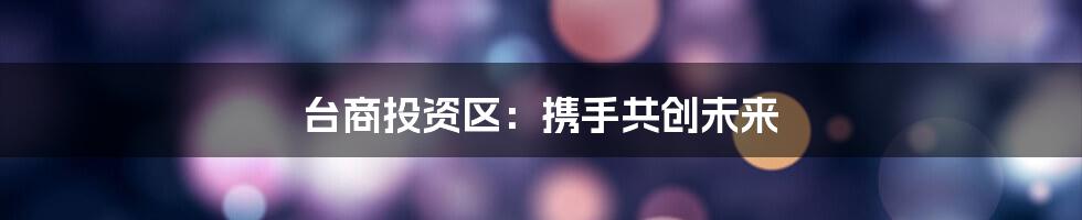 台商投资区：携手共创未来