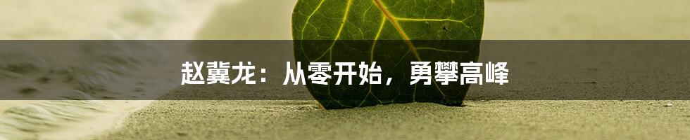 赵冀龙：从零开始，勇攀高峰