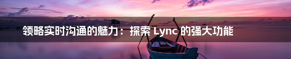 领略实时沟通的魅力：探索 Lync 的强大功能