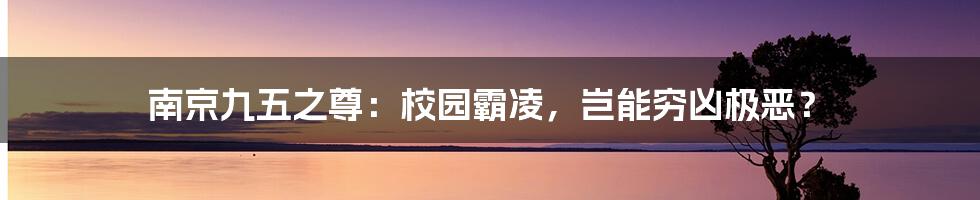 南京九五之尊：校园霸凌，岂能穷凶极恶？