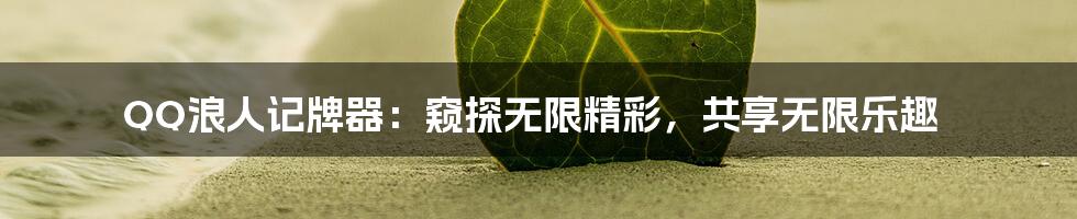 QQ浪人记牌器:窥探无限精彩,共享无限乐趣