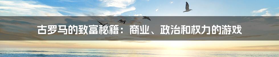 古罗马的致富秘籍：商业、政治和权力的游戏