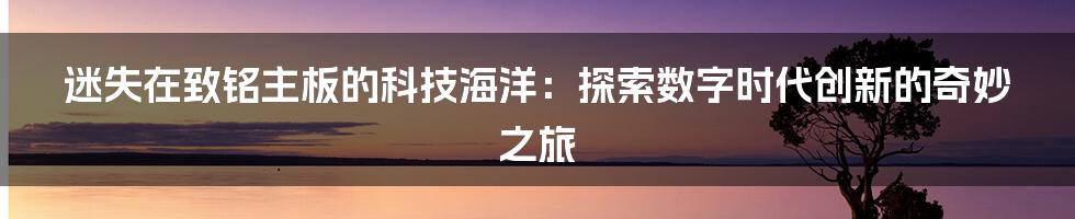 迷失在致铭主板的科技海洋：探索数字时代创新的奇妙之旅