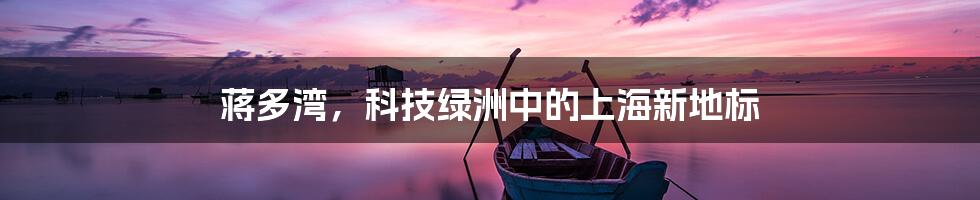 蒋多湾，科技绿洲中的上海新地标