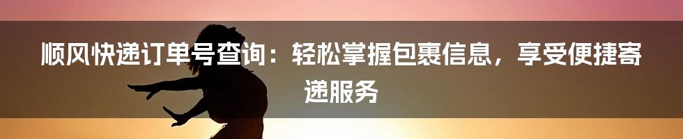 顺风快递订单号查询：轻松掌握包裹信息，享受便捷寄递服务