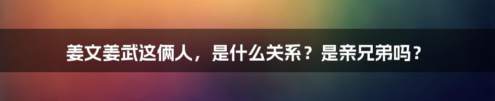 姜文姜武这俩人，是什么关系？是亲兄弟吗？