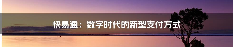 快易通：数字时代的新型支付方式