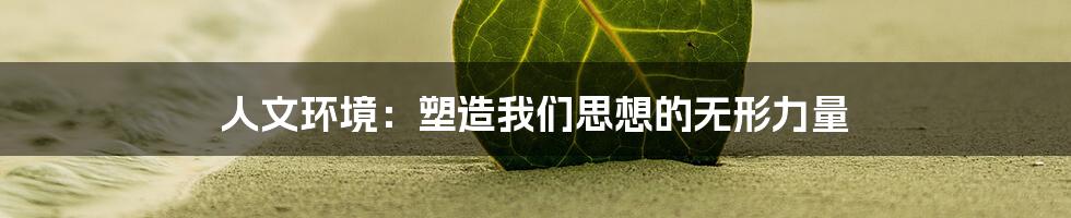 人文环境：塑造我们思想的无形力量