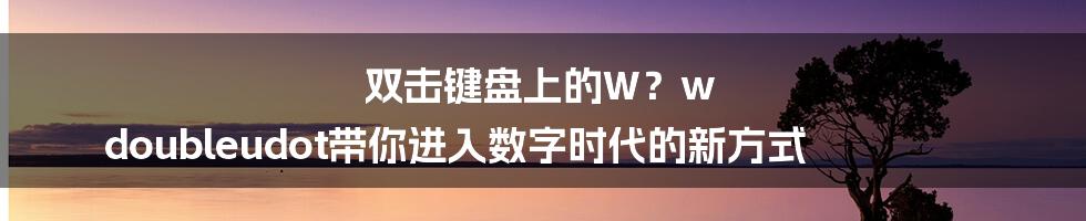 双击键盘上的W？w doubleudot带你进入数字时代的新方式