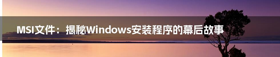 MSI文件：揭秘Windows安装程序的幕后故事