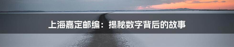 上海嘉定邮编：揭秘数字背后的故事