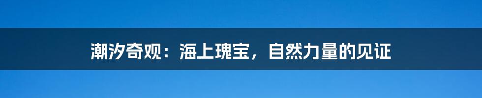 潮汐奇观：海上瑰宝，自然力量的见证