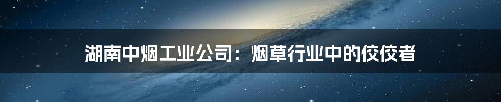 湖南中烟工业公司:烟草行业中的佼佼者