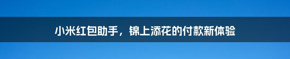 小米红包助手，锦上添花的付款新体验